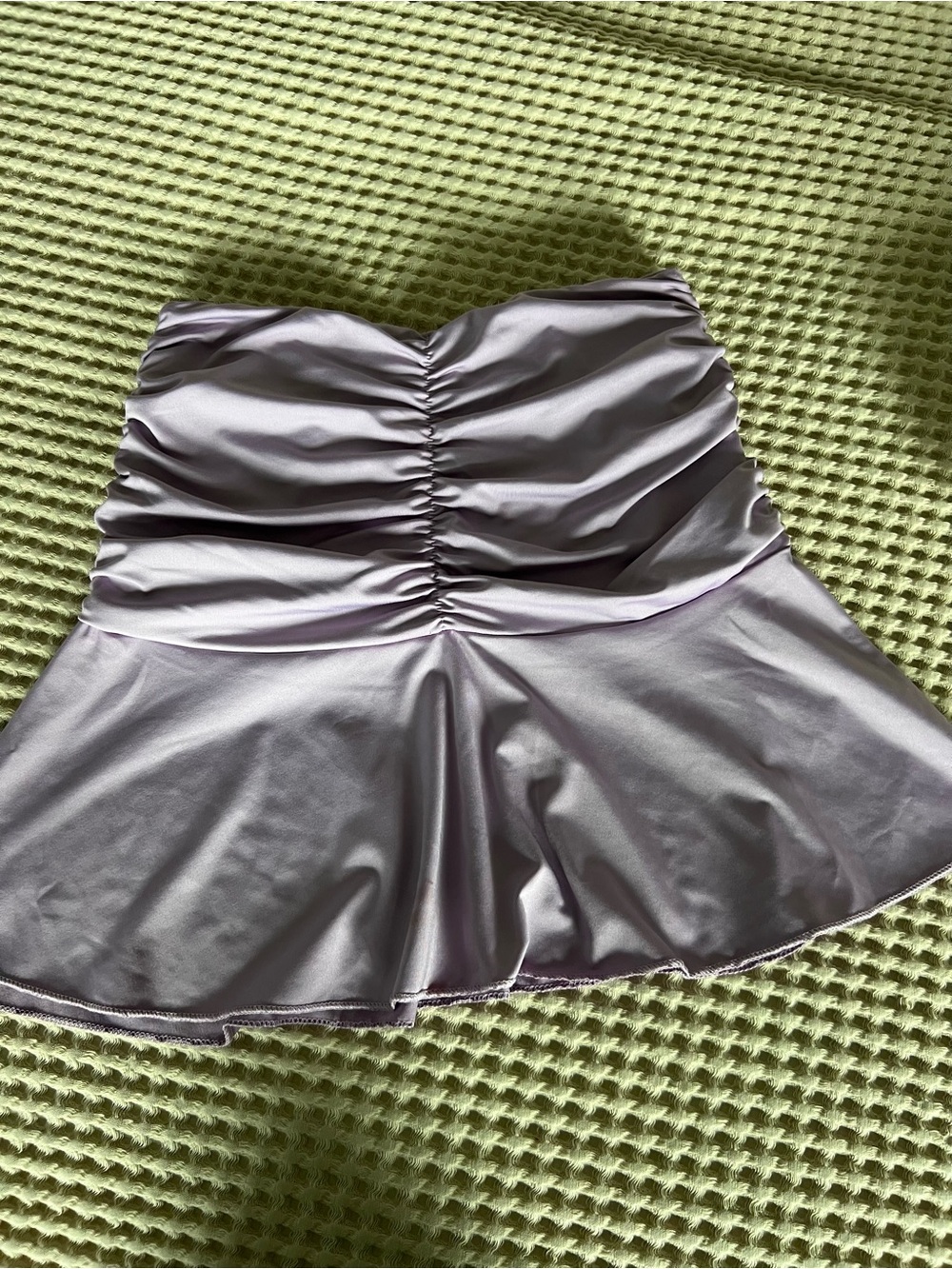 SHEIN Lilac Ruched Strapless Mini Skirt